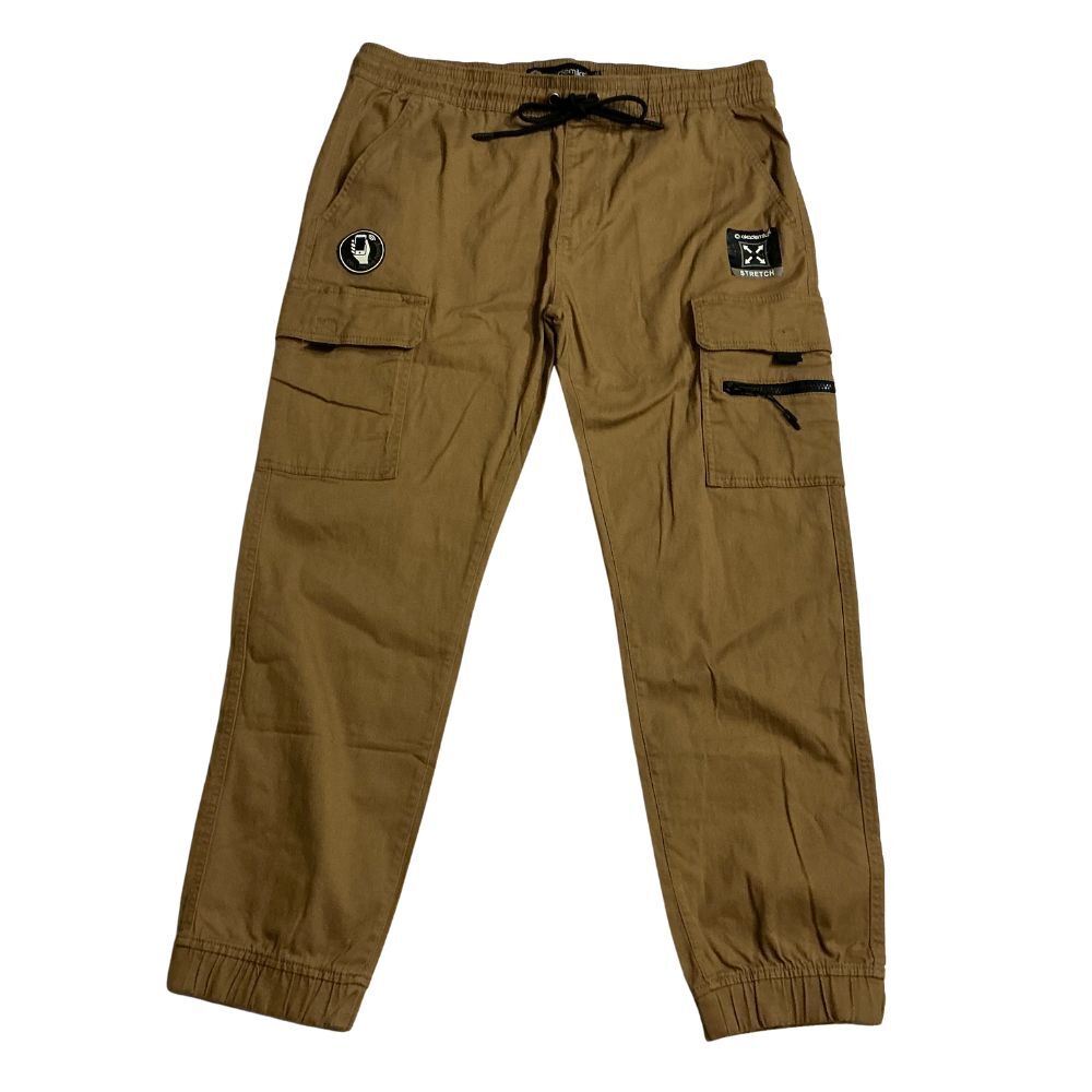 Akademics Womens Cargo Pants XL Elastic Waist Cuff Ankles Tan Plus Size